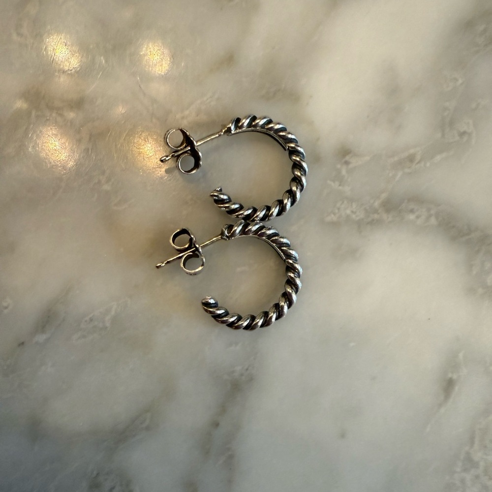 Tiffany&Co Silver Twisted Hoop Earrings